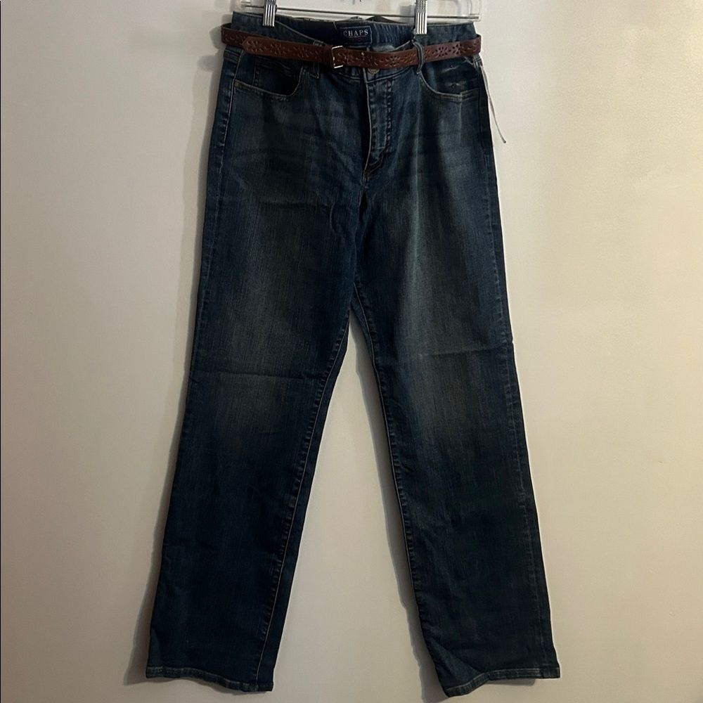 Chaps Madden Straight Long Length slimming fit jeans, size 14